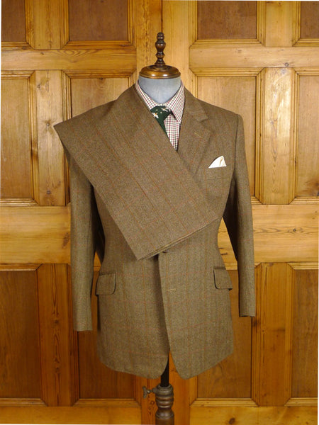 25/0981 immaculate john n kent savile row bespoke brown / red wp check tweed suit 39 short to regular