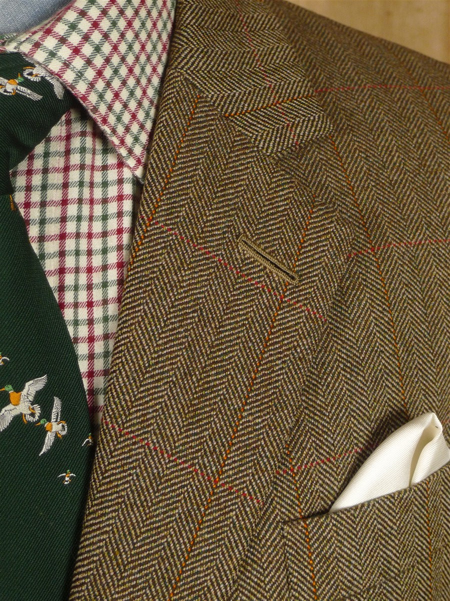 25/0981 immaculate john n kent savile row bespoke brown / red wp check tweed suit 39 short to regular