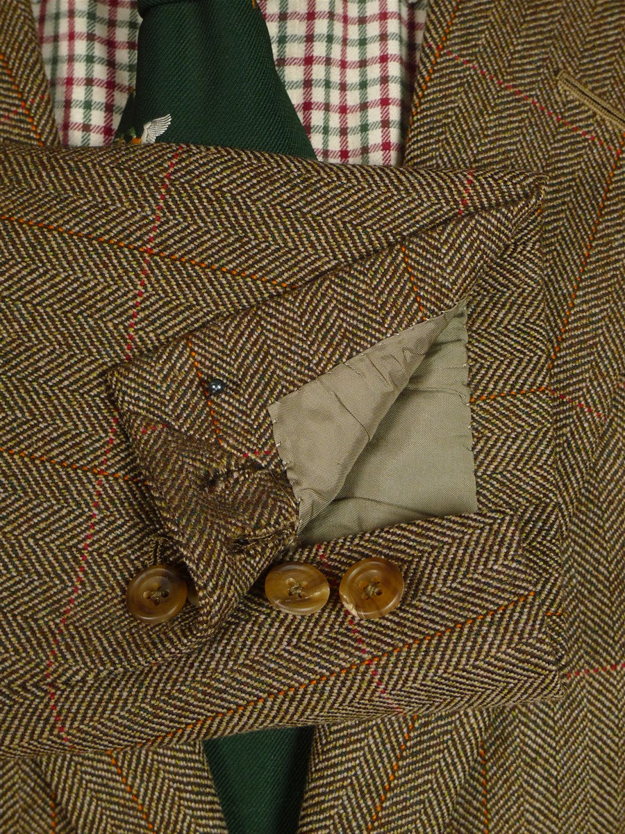 25/0981 immaculate john n kent savile row bespoke brown / red wp check tweed suit 39 short to regular