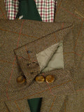 25/0981 immaculate john n kent savile row bespoke brown / red wp check tweed suit 39 short to regular