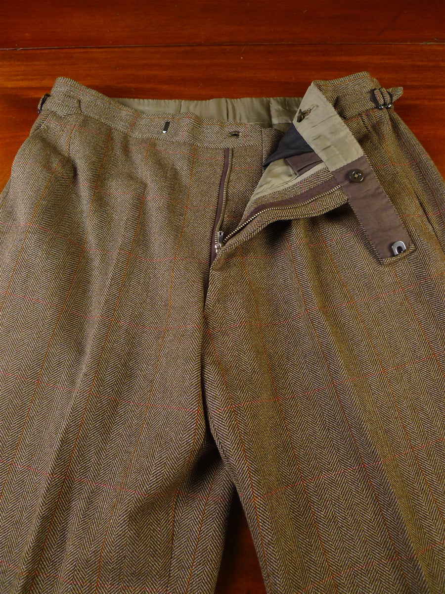 25/0981 immaculate john n kent savile row bespoke brown / red wp check tweed suit 39 short to regular
