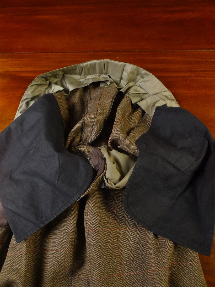 25/0981 immaculate john n kent savile row bespoke brown / red wp check tweed suit 39 short to regular