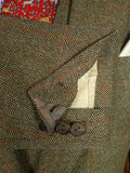 25/0979 beautiful vintage 1980 henry poole savile row bespoke green / amber wp check 3-piece tweed suit 39 regular
