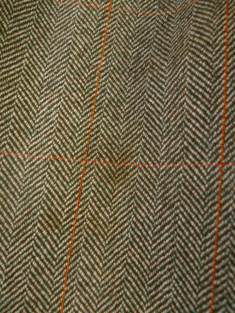 25/0979 beautiful vintage 1980 henry poole savile row bespoke green / amber wp check 3-piece tweed suit 39 regular