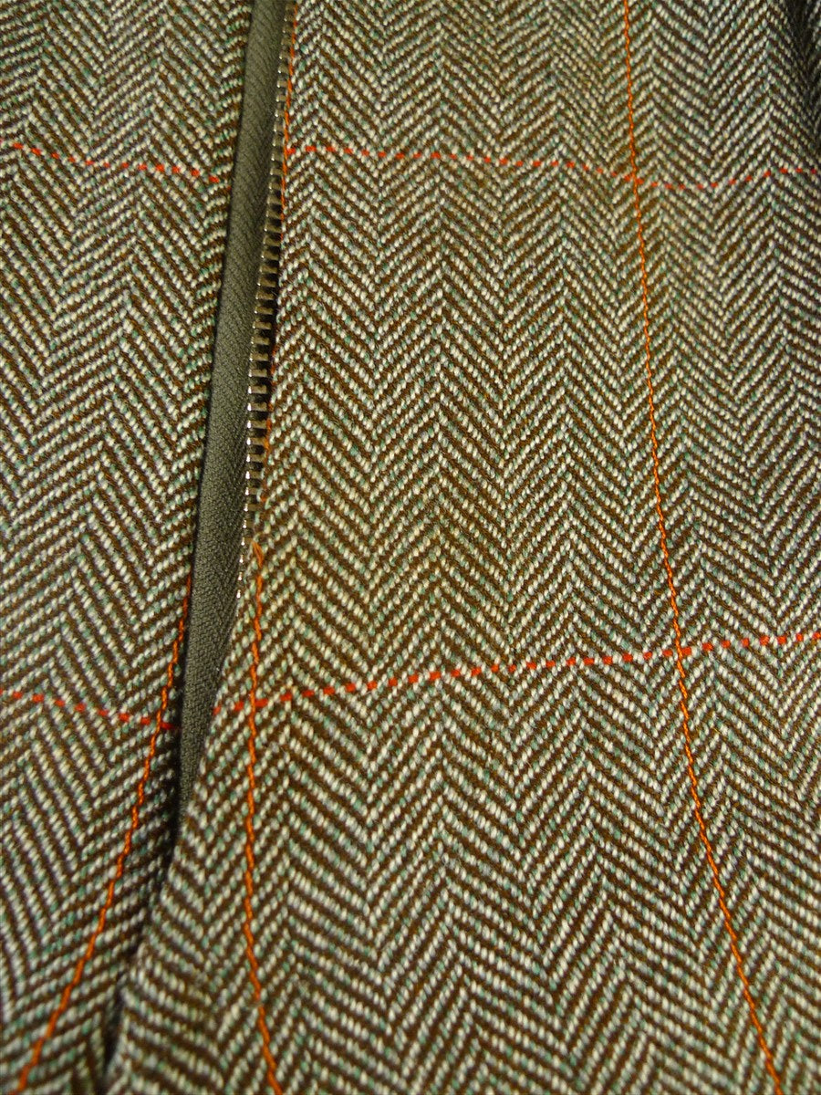 25/0979 beautiful vintage 1980 henry poole savile row bespoke green / amber wp check 3-piece tweed suit 39 regular