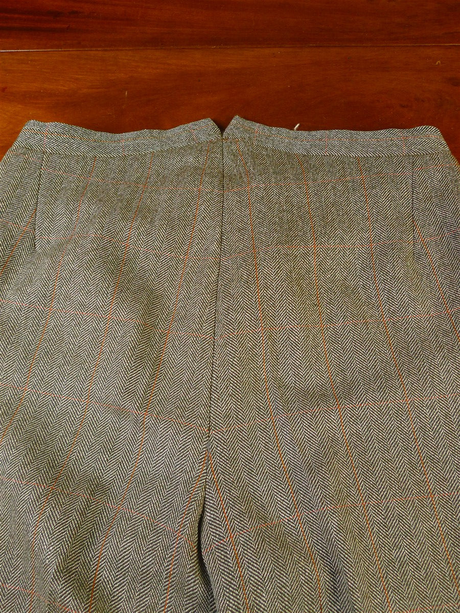 25/0979 beautiful vintage 1980 henry poole savile row bespoke green / amber wp check 3-piece tweed suit 39 regular