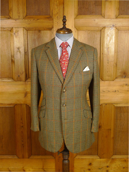 25/0965 superb 1990 vintage henry poole savile row bespoke gun check tweed sports jacket 40 regular
