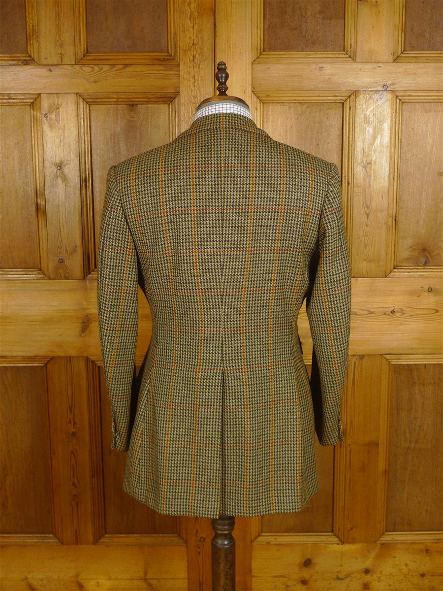 25/0965 superb 1990 vintage henry poole savile row bespoke gun check tweed sports jacket 40 regular