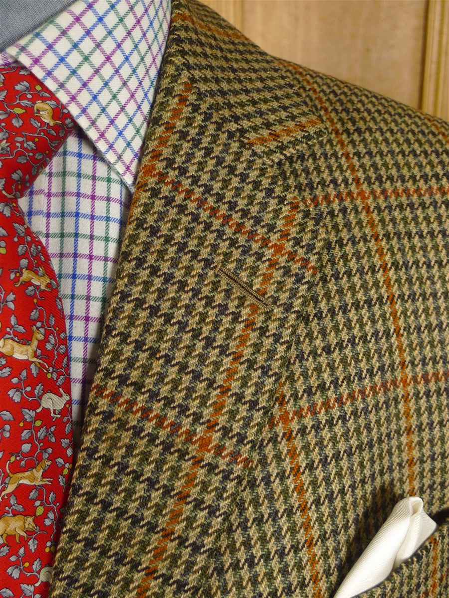 25/0965 superb 1990 vintage henry poole savile row bespoke gun check tweed sports jacket 40 regular
