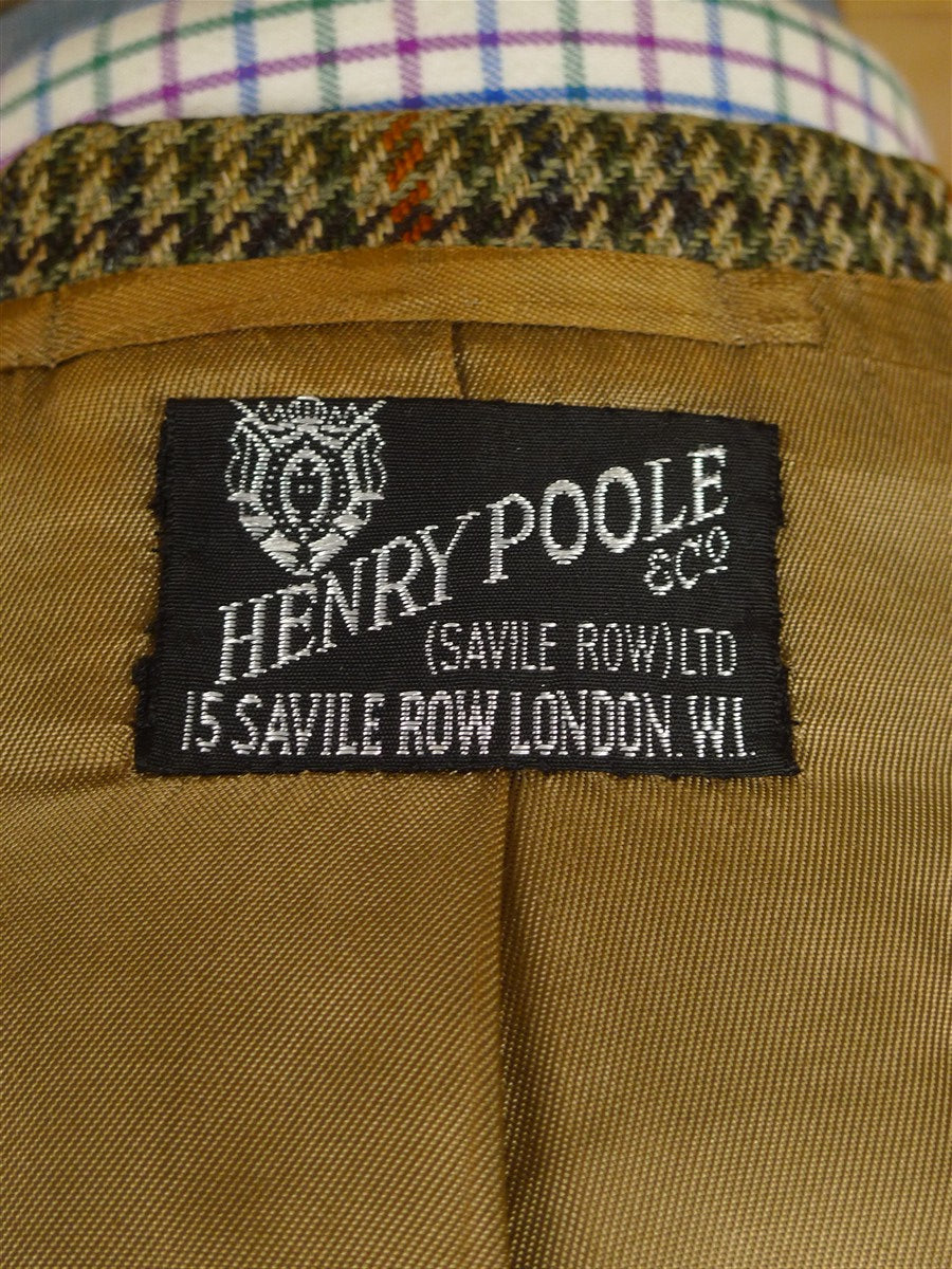 25/0965 superb 1990 vintage henry poole savile row bespoke gun check tweed sports jacket 40 regular