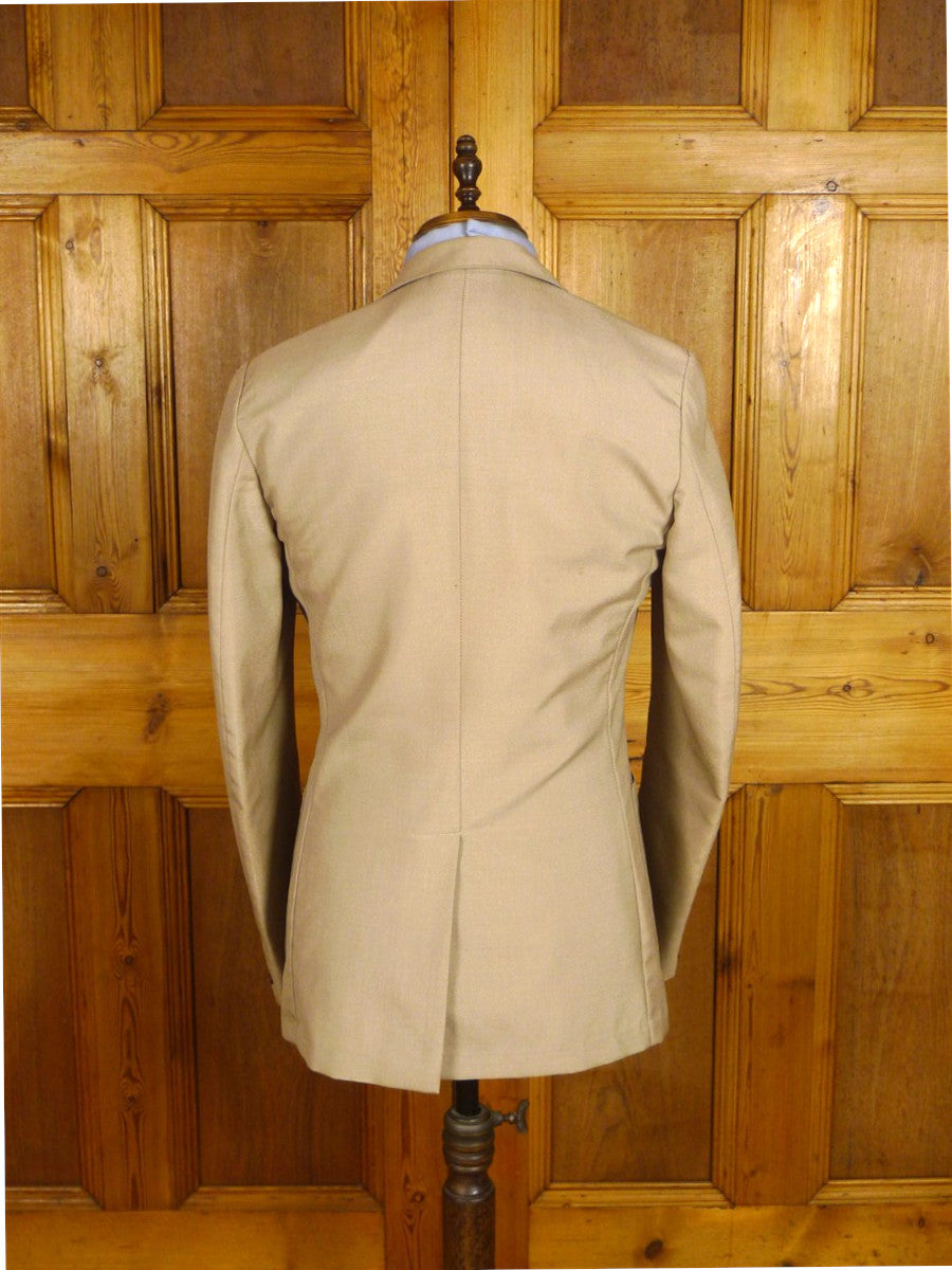 25/0966 vintage airey & wheeler piccadilly tropical weight beige wool flax mix travel blazer 39 long