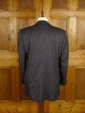 25/0976 near immaculate 2006 dege & skinner savile row bespoke grey / lilac pin-stripe worsted suit 46 regular to long