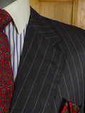 25/0976 near immaculate 2006 dege & skinner savile row bespoke grey / lilac pin-stripe worsted suit 46 regular to long