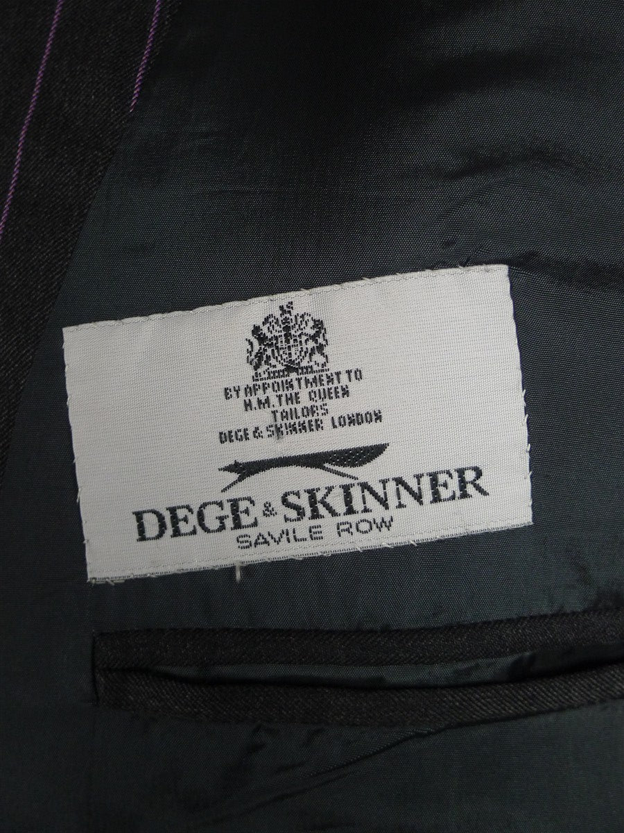25/0976 near immaculate 2006 dege & skinner savile row bespoke grey / lilac pin-stripe worsted suit 46 regular to long