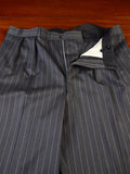 25/0976 near immaculate 2006 dege & skinner savile row bespoke grey / lilac pin-stripe worsted suit 46 regular to long