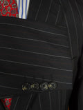 25/0975 new w/tags crombie super 120s black / brown & white pin-stripe wool & cashmere suit 39-40 long