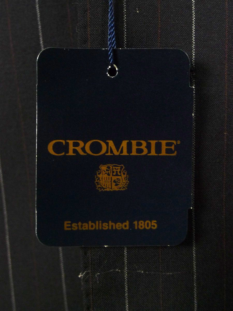 25/0975 new w/tags crombie super 120s black / brown & white pin-stripe wool & cashmere suit 39-40 long