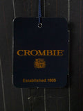 25/0975 new w/tags crombie super 120s black / brown & white pin-stripe wool & cashmere suit 39-40 long
