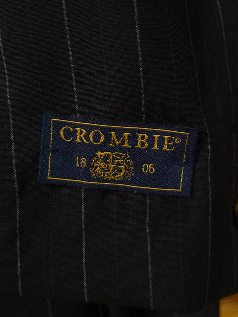25/0975 new w/tags crombie super 120s black / brown & white pin-stripe wool & cashmere suit 39-40 long