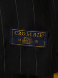 25/0975 new w/tags crombie super 120s black / brown & white pin-stripe wool & cashmere suit 39-40 long