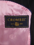 25/0975 new w/tags crombie super 120s black / brown & white pin-stripe wool & cashmere suit 39-40 long