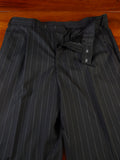 25/0975 new w/tags crombie super 120s black / brown & white pin-stripe wool & cashmere suit 39-40 long
