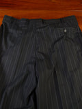 25/0975 new w/tags crombie super 120s black / brown & white pin-stripe wool & cashmere suit 39-40 long