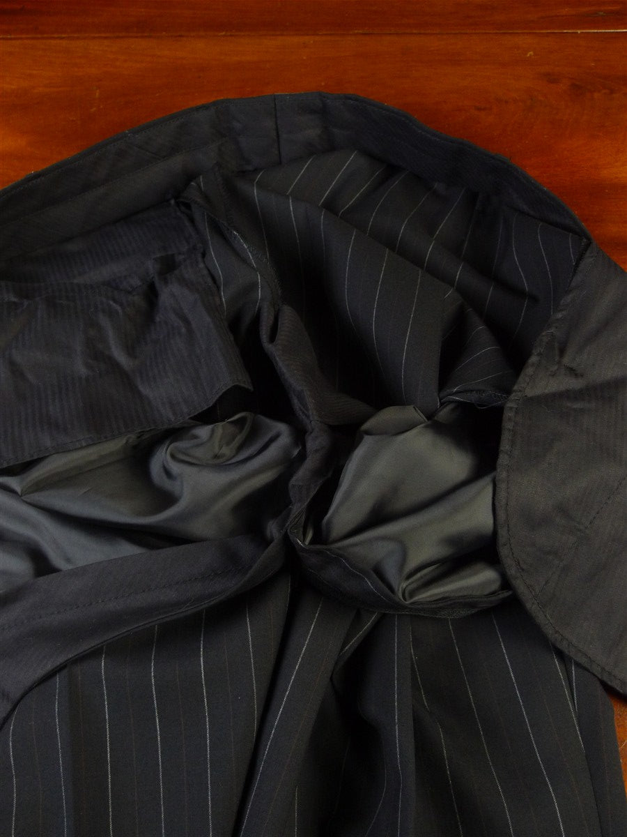 25/0975 new w/tags crombie super 120s black / brown & white pin-stripe wool & cashmere suit 39-40 long