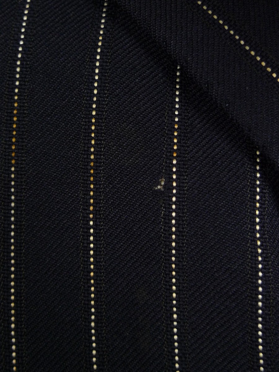 25/0977 vintage 1974 huntsman savile row bespoke heavyweight navy blue pin-stripe worsted 3-piece suit 39-40 short