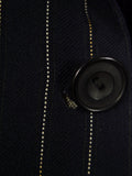 25/0977 vintage 1974 huntsman savile row bespoke heavyweight navy blue pin-stripe worsted 3-piece suit 39-40 short