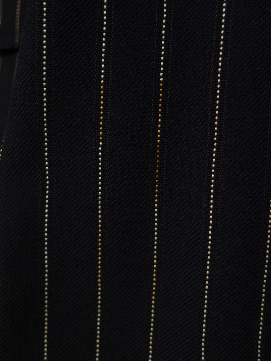 25/0977 vintage 1974 huntsman savile row bespoke heavyweight navy blue pin-stripe worsted 3-piece suit 39-40 short