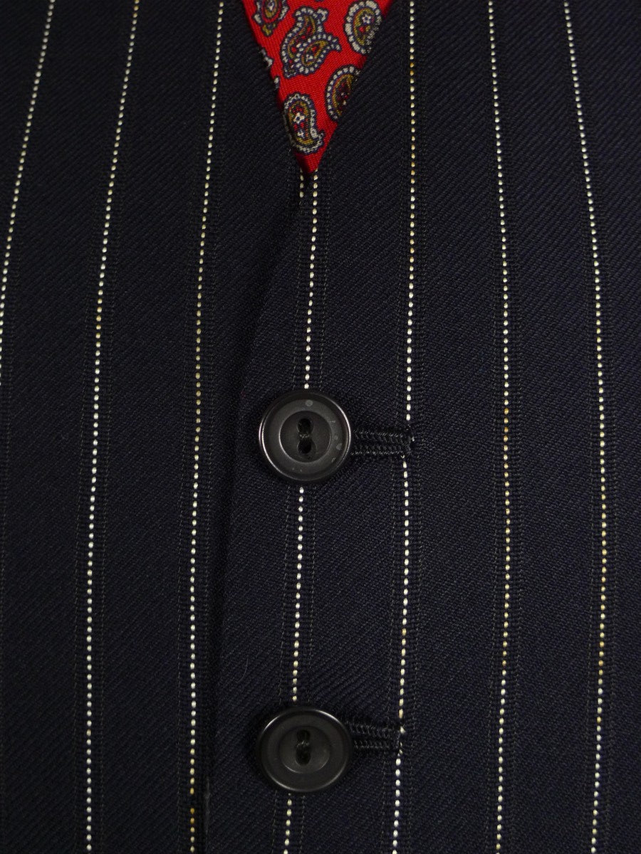 25/0977 vintage 1974 huntsman savile row bespoke heavyweight navy blue pin-stripe worsted 3-piece suit 39-40 short