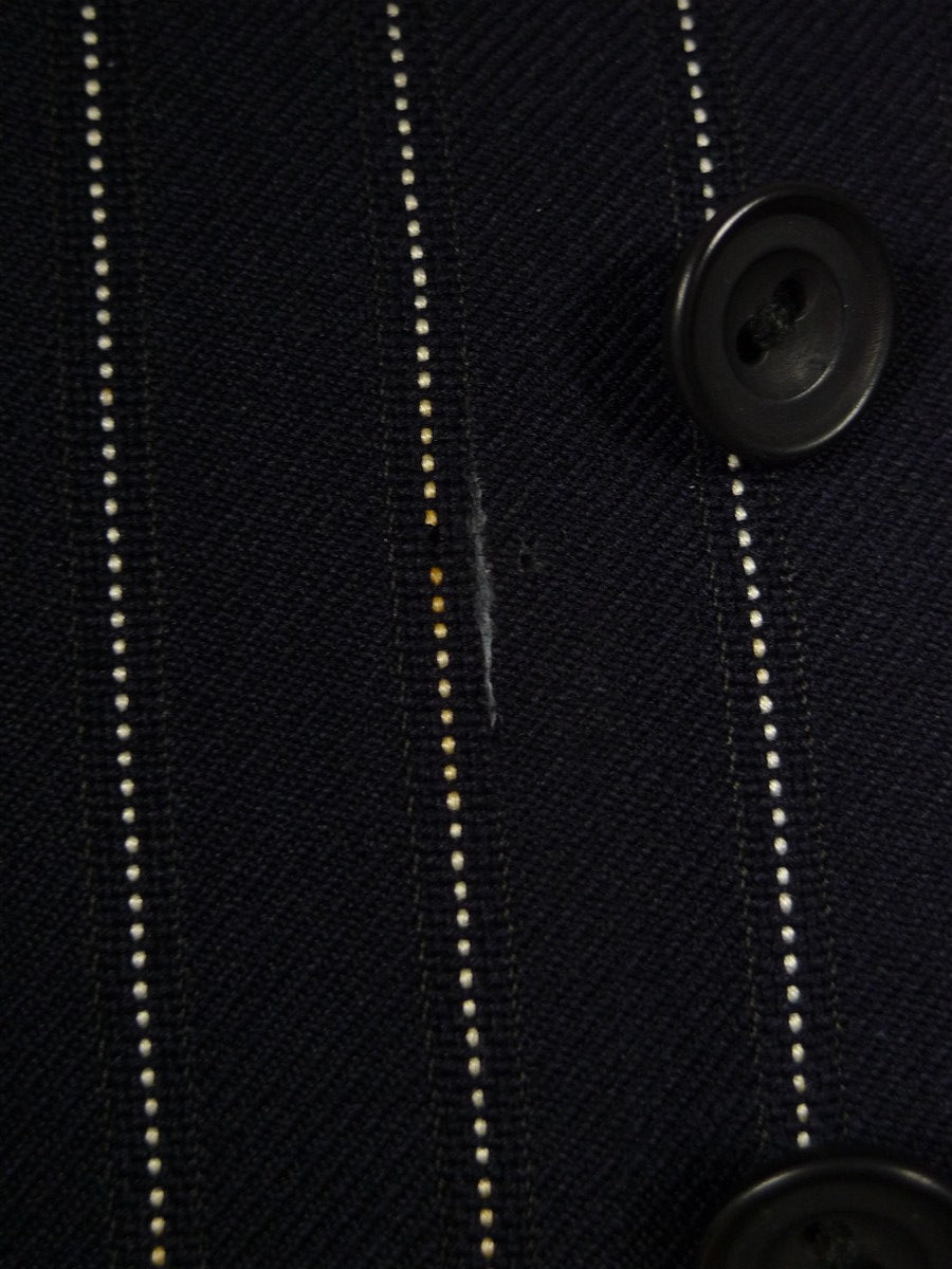 25/0977 vintage 1974 huntsman savile row bespoke heavyweight navy blue pin-stripe worsted 3-piece suit 39-40 short