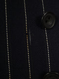 25/0977 vintage 1974 huntsman savile row bespoke heavyweight navy blue pin-stripe worsted 3-piece suit 39-40 short