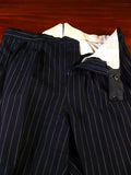 25/0977 vintage 1974 huntsman savile row bespoke heavyweight navy blue pin-stripe worsted 3-piece suit 39-40 short