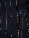 25/0977 vintage 1974 huntsman savile row bespoke heavyweight navy blue pin-stripe worsted 3-piece suit 39-40 short