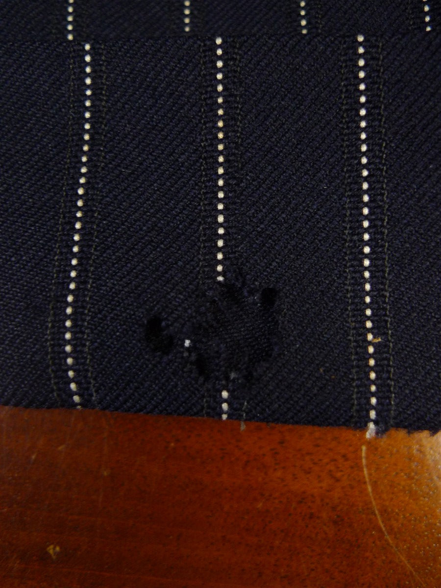 25/0977 vintage 1974 huntsman savile row bespoke heavyweight navy blue pin-stripe worsted 3-piece suit 39-40 short