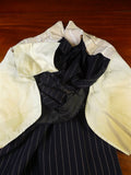 25/0977 vintage 1974 huntsman savile row bespoke heavyweight navy blue pin-stripe worsted 3-piece suit 39-40 short