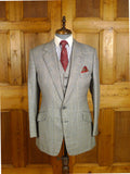 25/0978 vintage 1988 henry poole savile row bespoke grey / blue prince of wales check worsted suit 39 regular to long
