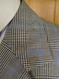 25/0978 vintage 1988 henry poole savile row bespoke grey / blue prince of wales check worsted suit 39 regular to long