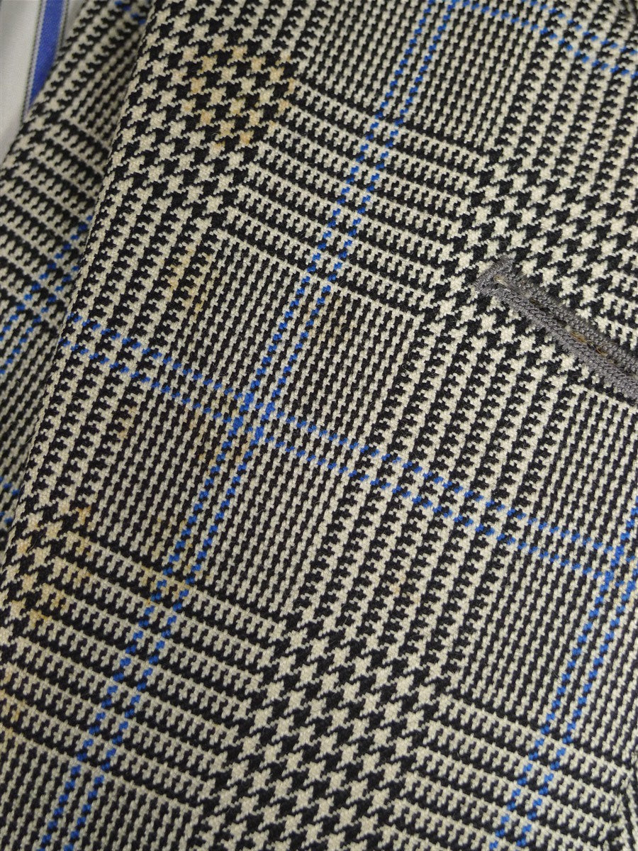 25/0978 vintage 1988 henry poole savile row bespoke grey / blue prince of wales check worsted suit 39 regular to long