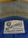 25/0978 vintage 1988 henry poole savile row bespoke grey / blue prince of wales check worsted suit 39 regular to long