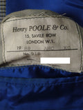 25/0978 vintage 1988 henry poole savile row bespoke grey / blue prince of wales check worsted suit 39 regular to long