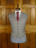 25/0978 vintage 1988 henry poole savile row bespoke grey / blue prince of wales check worsted suit 39 regular to long