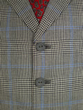 25/0978 vintage 1988 henry poole savile row bespoke grey / blue prince of wales check worsted suit 39 regular to long