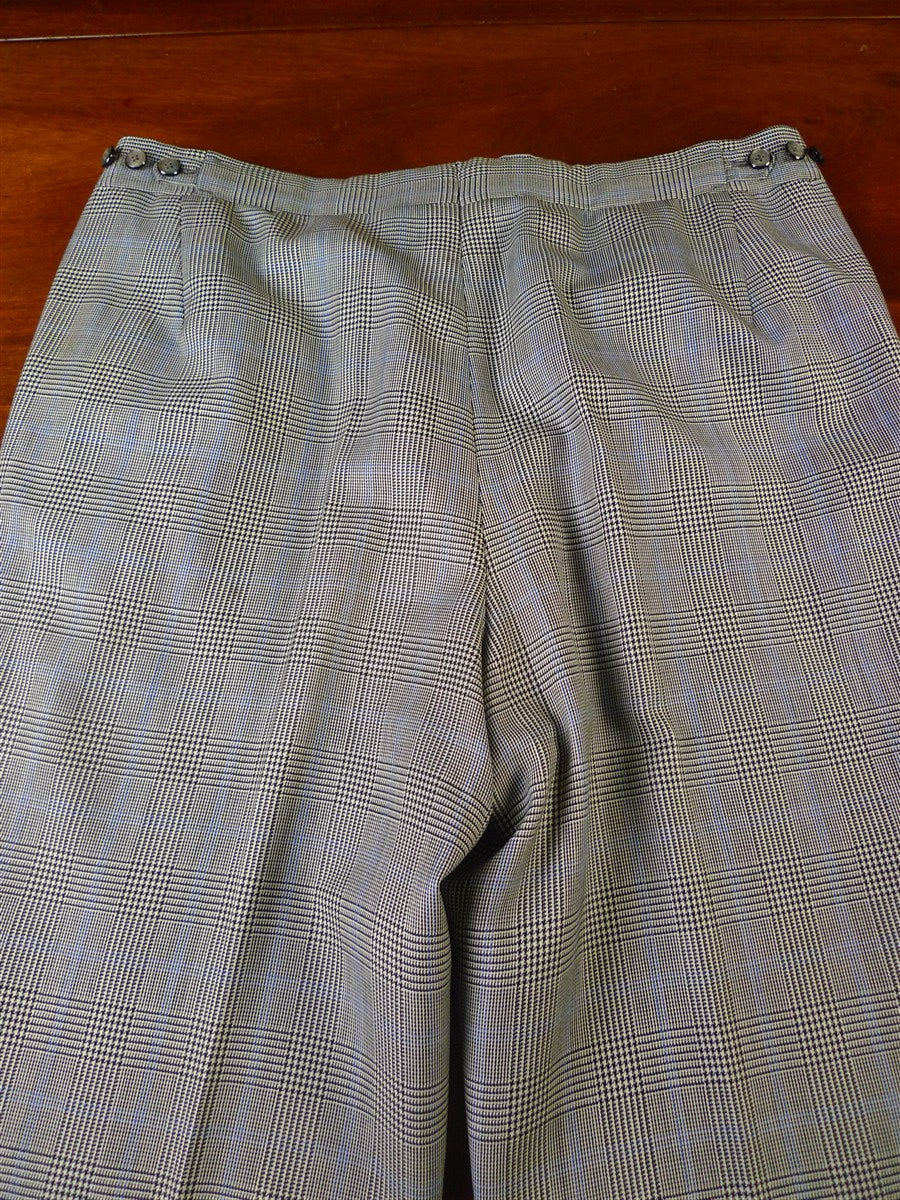 25/0978 vintage 1988 henry poole savile row bespoke grey / blue prince of wales check worsted suit 39 regular to long