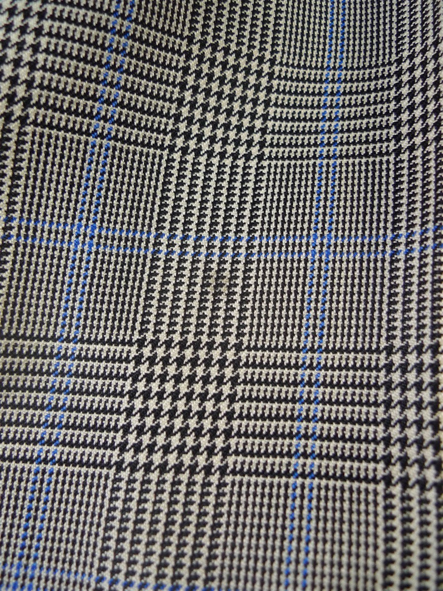 25/0978 vintage 1988 henry poole savile row bespoke grey / blue prince of wales check worsted suit 39 regular to long
