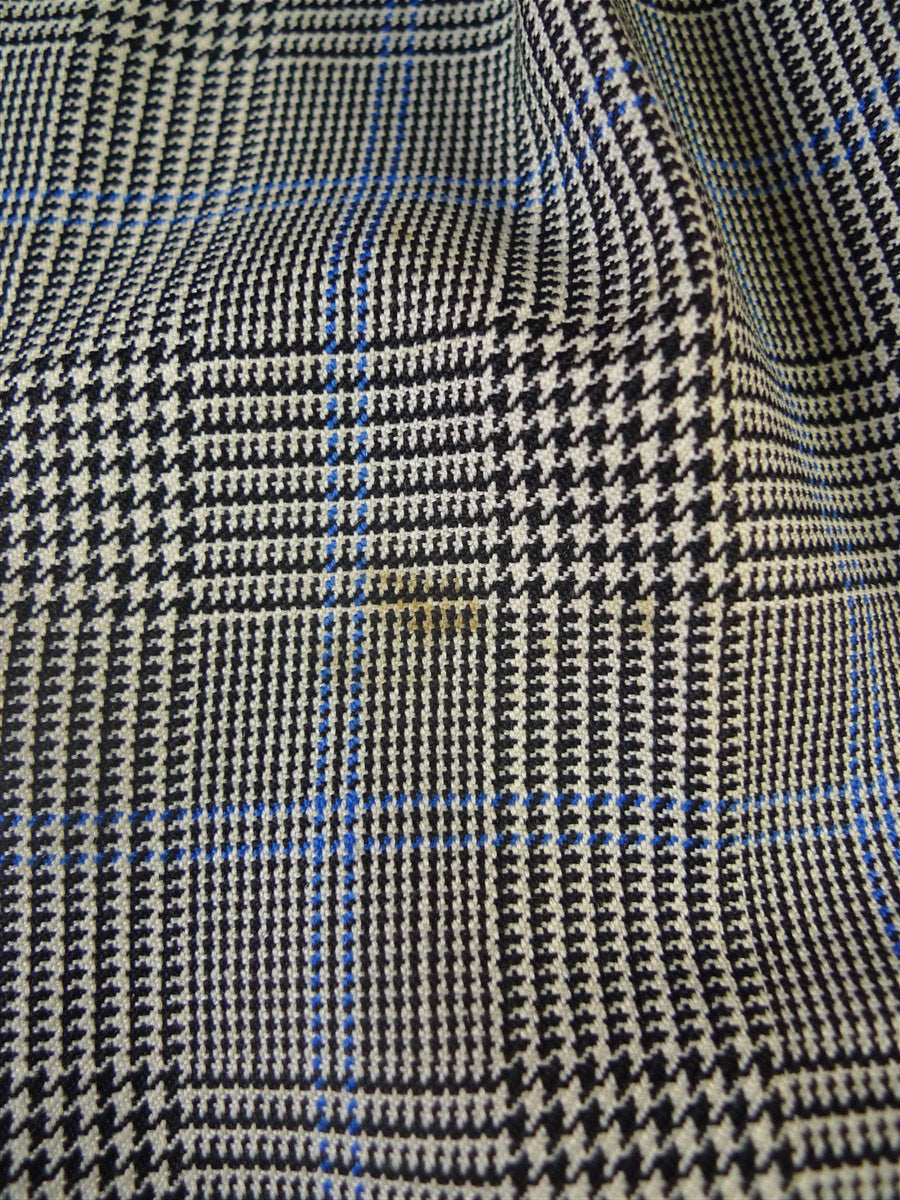 25/0978 vintage 1988 henry poole savile row bespoke grey / blue prince of wales check worsted suit 39 regular to long