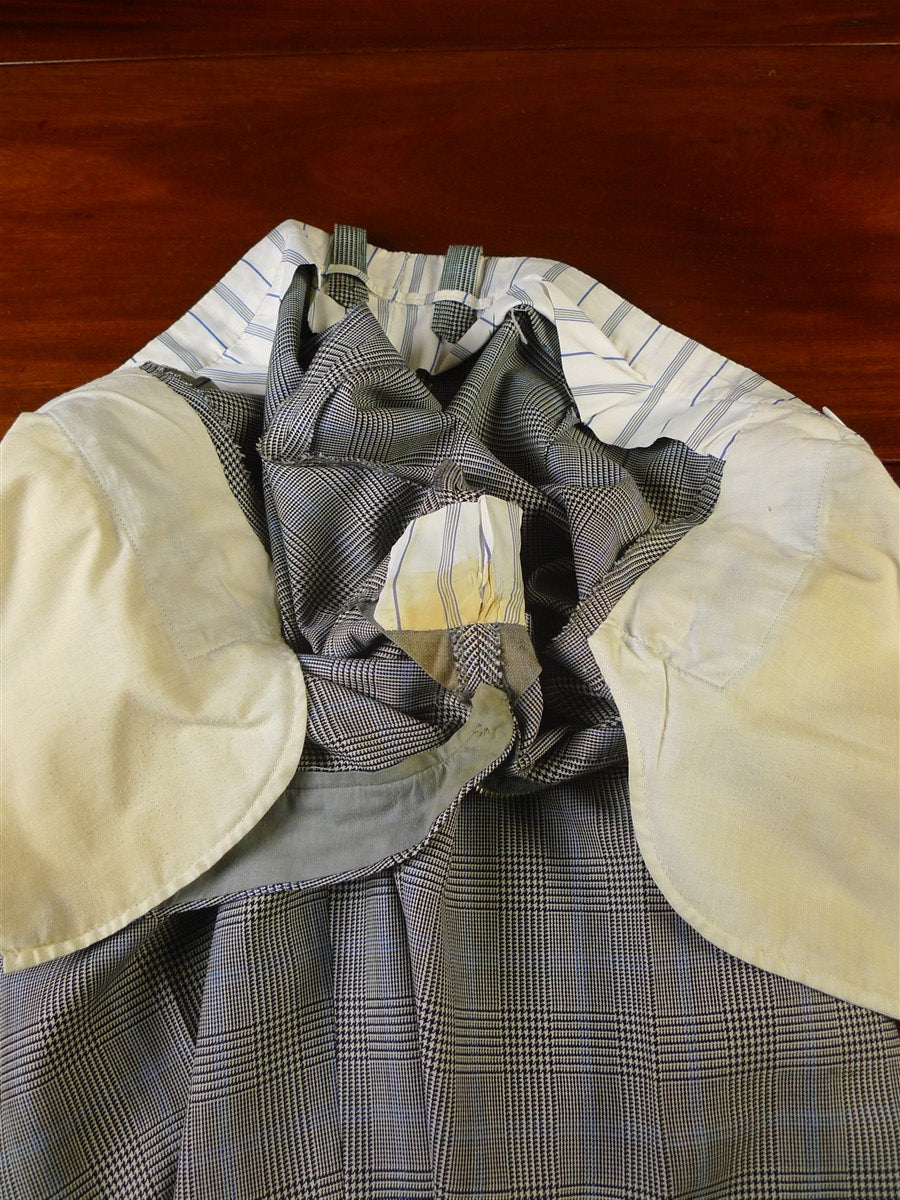 25/0978 vintage 1988 henry poole savile row bespoke grey / blue prince of wales check worsted suit 39 regular to long