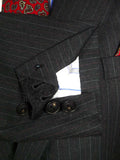 25/0973 immaculate vintage henry poole savile row bespoke grey / red & white pin-stripe worsted suit 39 regular to long